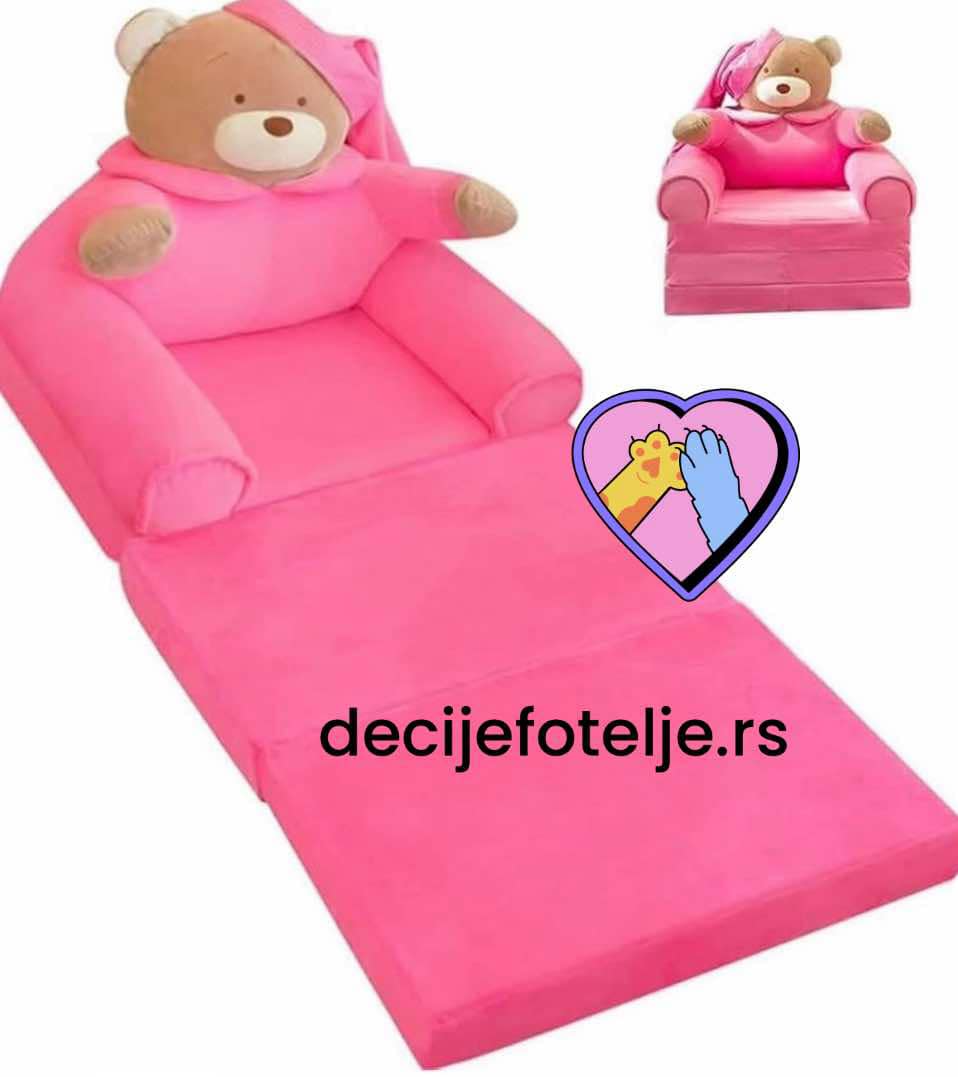 Foteljica za decu SLEEPING BEAR PINK B029 - Slika 2